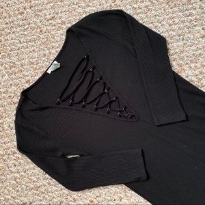 NWOT Lace up Ribbed Dress